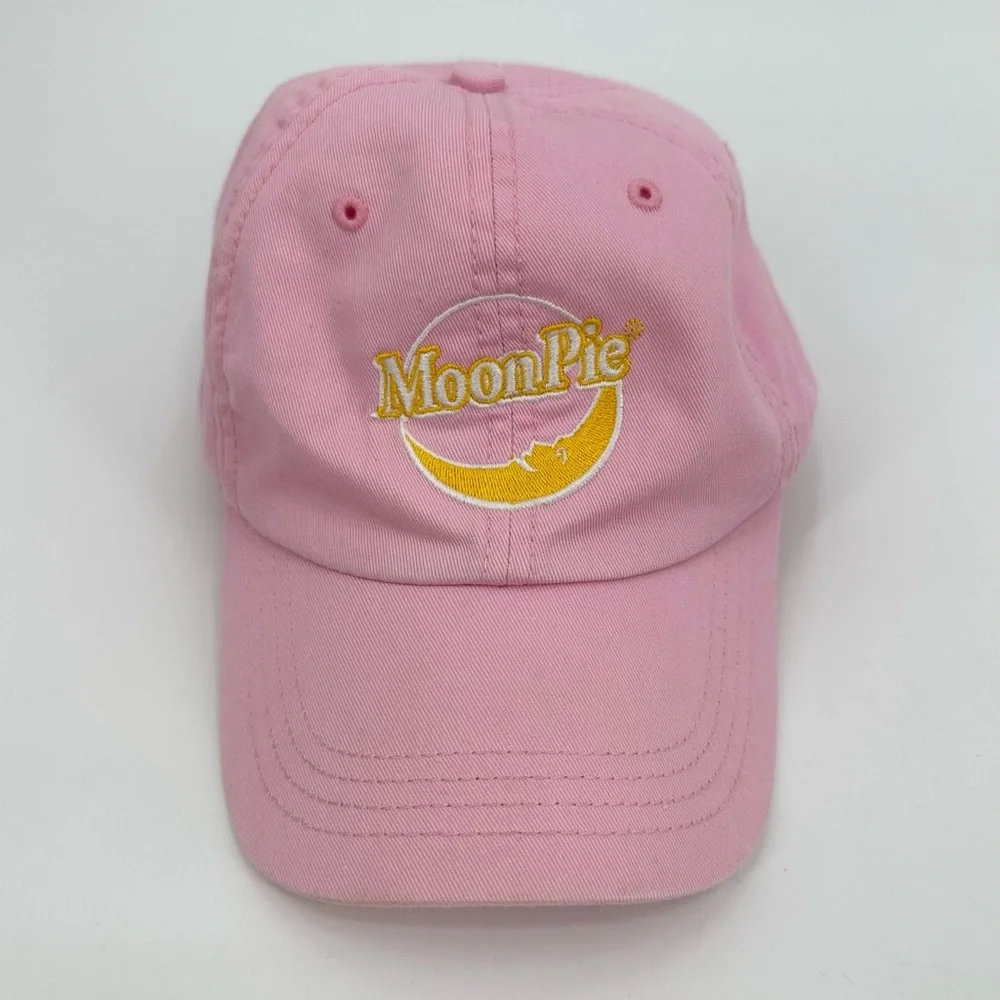 3/$15 Moon Pie Pink Hat Baseball Cap Adjustable Strap Buckle Slide Cotton STAINS